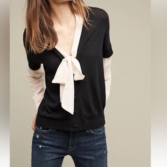 Anthropologie Elsie Bowtie Front Tie La Fee Verte Sweater - Picture 1 of 13